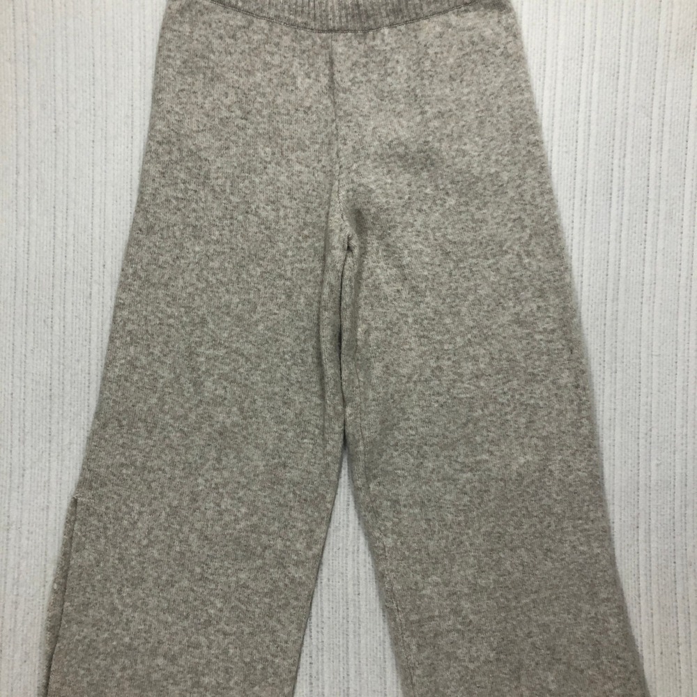 H&M Alpaca Blend Knit Wide Leg Pants Oatmeal Beige Side Slit Size Large‎